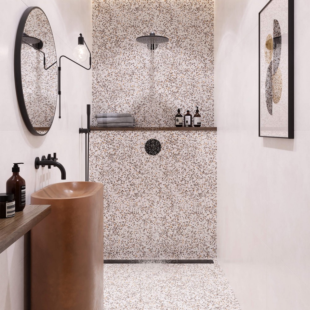 Керамогранит Golden Tile Oasis Concrete Terazzo Айворі OSА910 60х120 см