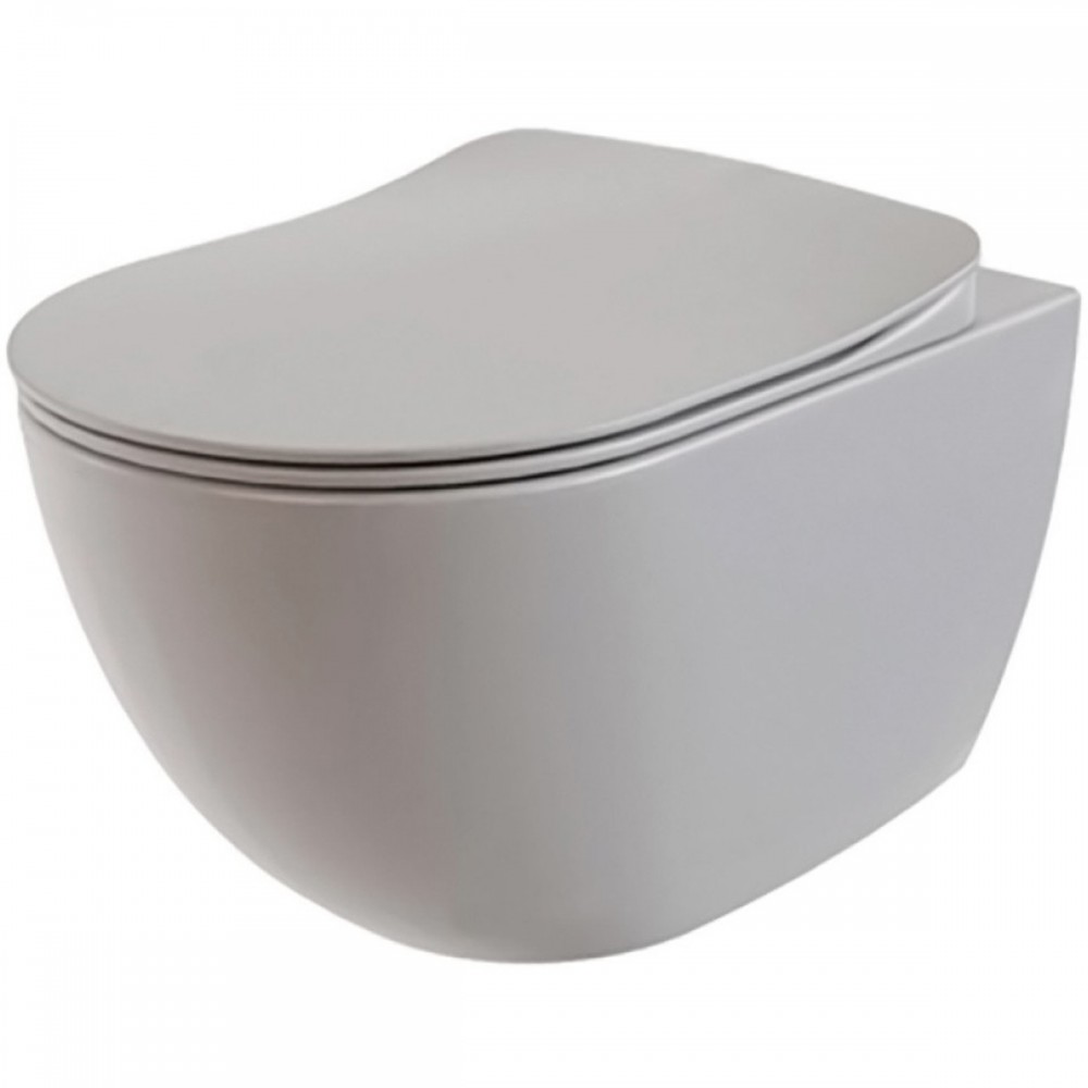 Унитаз подвесной Creavit Free FE322-11CG00E-0000 с крышкой Soft Closing, безободковый, Cool Grey (серый)