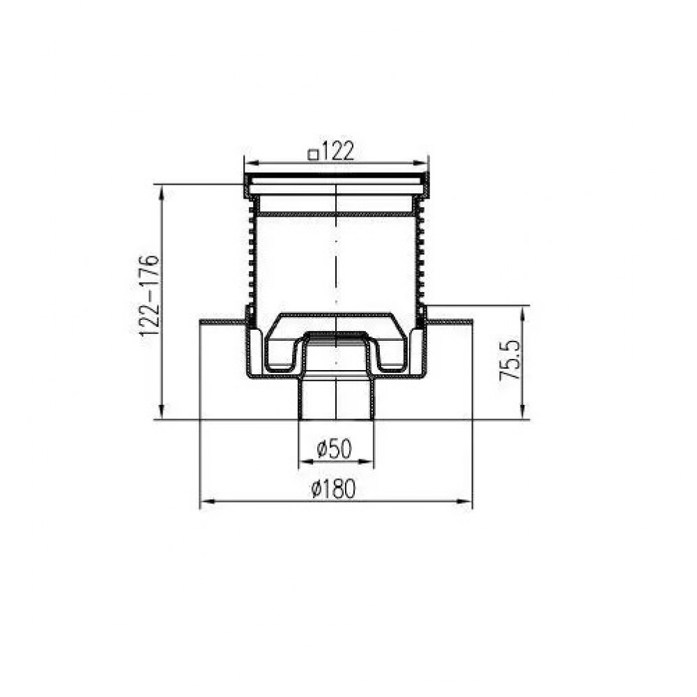 Двухкорпусный трап MCH C 420 XL с вертикальным подключением DN50 h 101-157 мм, под плитку