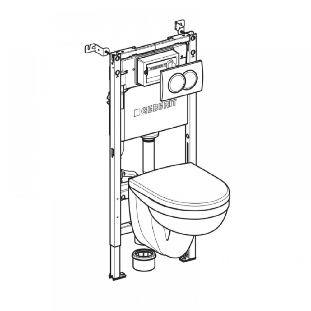 Инсталляция для унитаза Geberit Duofix PRO 20 118.315.11.2 с клавишей Delta01 с подвесным унитазом Idol с сиденьем Duroplast