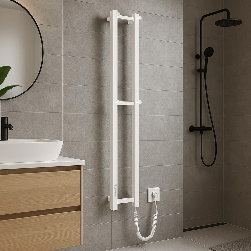 Полотенцесушитель электрический Hygge Family Slim 3.164.045797.WM 1170х140 мм в комплекте со скрытым подключением, белый матовый