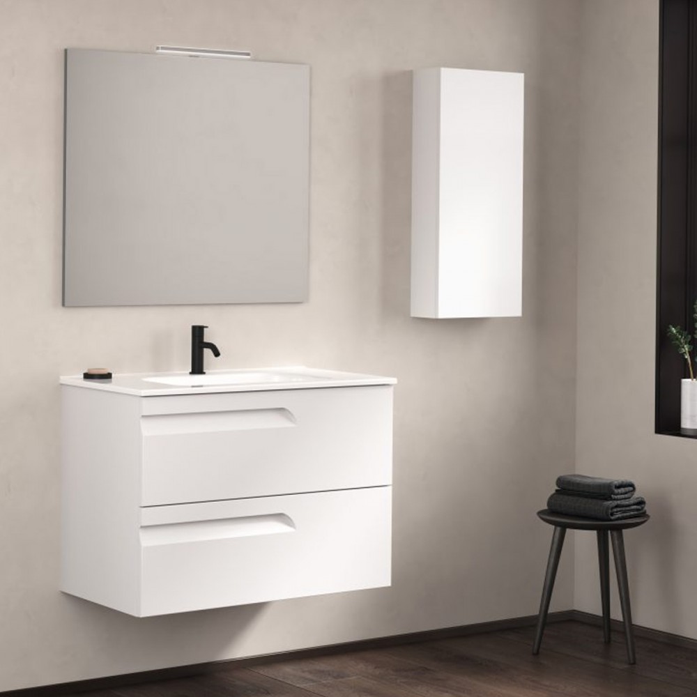 Тумба Royo Vitale C0072604 (125617+126222) с раковиной Slim подвесная 60 см белый глянец