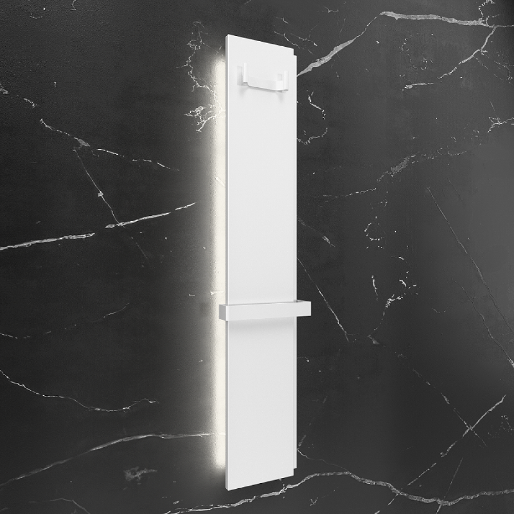 Радиатор электрический Deweit Whole Wall 2.0, с держателем для полотенец и халатов, Led-подсветка, цвет белый мат