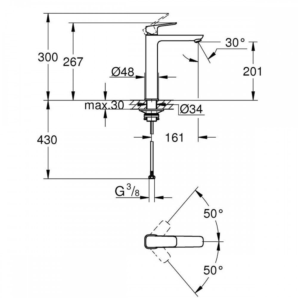 Смеситель для раковины Grohe Cubeo 1017292430 XL-размер, черный матовый
