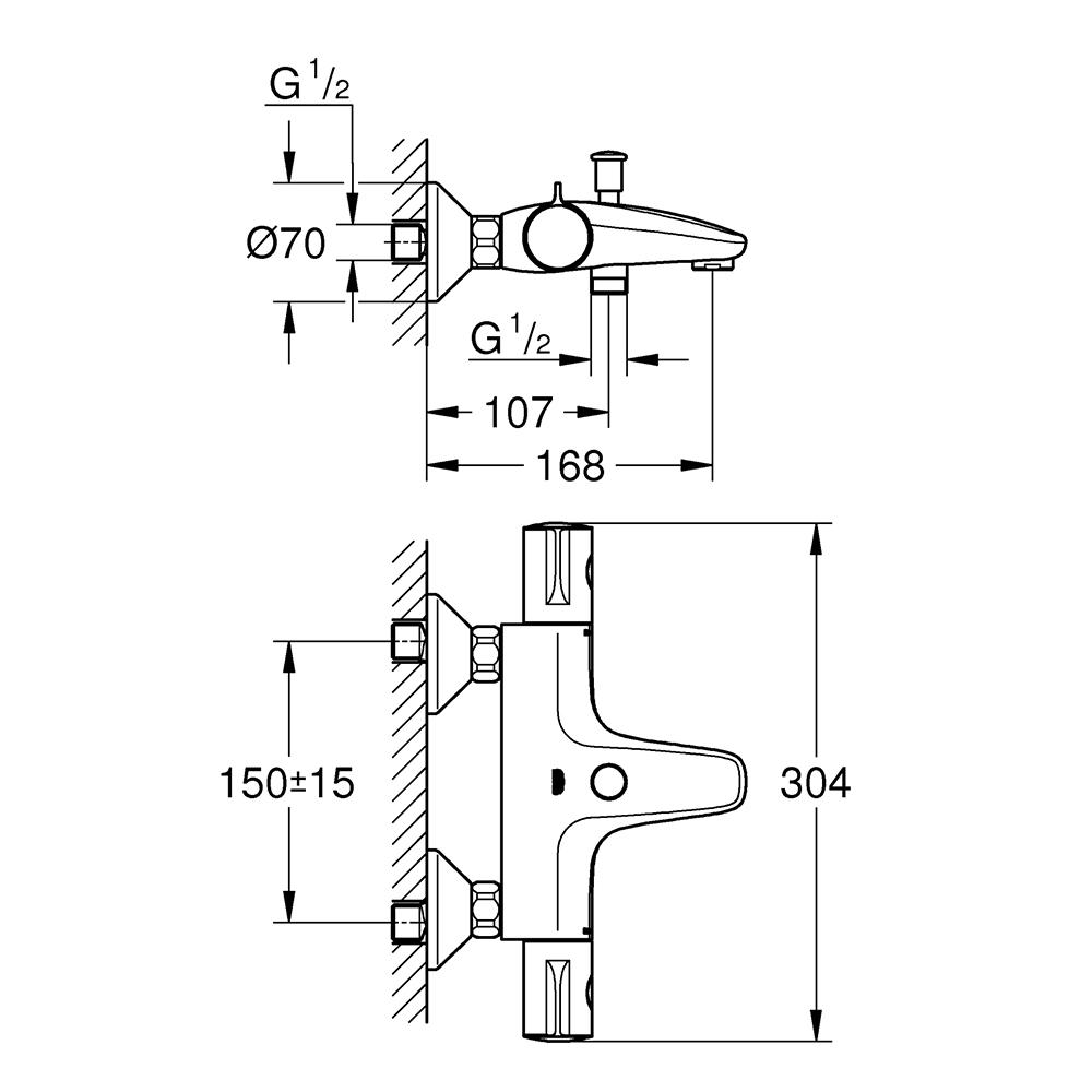 Смеситель для ванны Grohe Grohtherm 800 34567000 термостатический