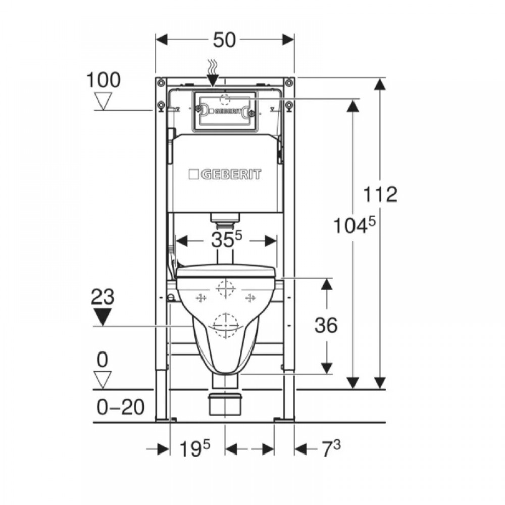 Комплект Geberit Duofix PRO 20 118.315.21.3: инсталляция Geberit Delta с подвесным унитазом Idol с сидением Duroplast и смывающая клавиша Delta01 хром глянец