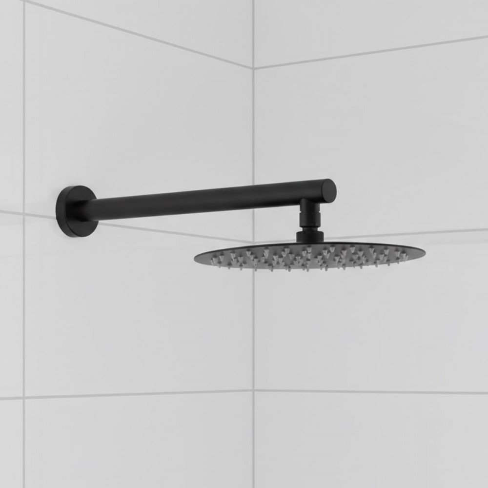 Верхняя душовая лейка Devit Flow D113000000110BM-1, d=250 мм с кронштейном, черный матовый