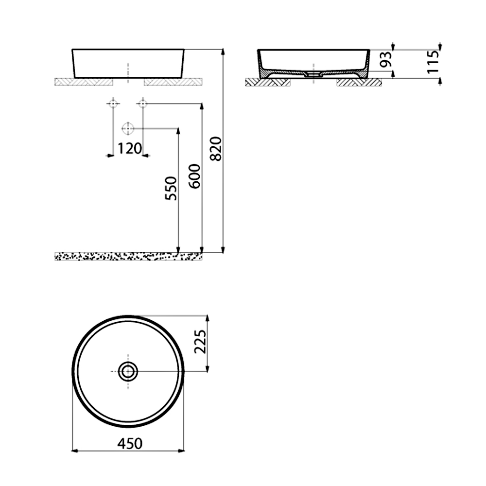 Раковина Creavit Loop Round LP145-00AM00E-0000 45 см цвет антрацит матовый