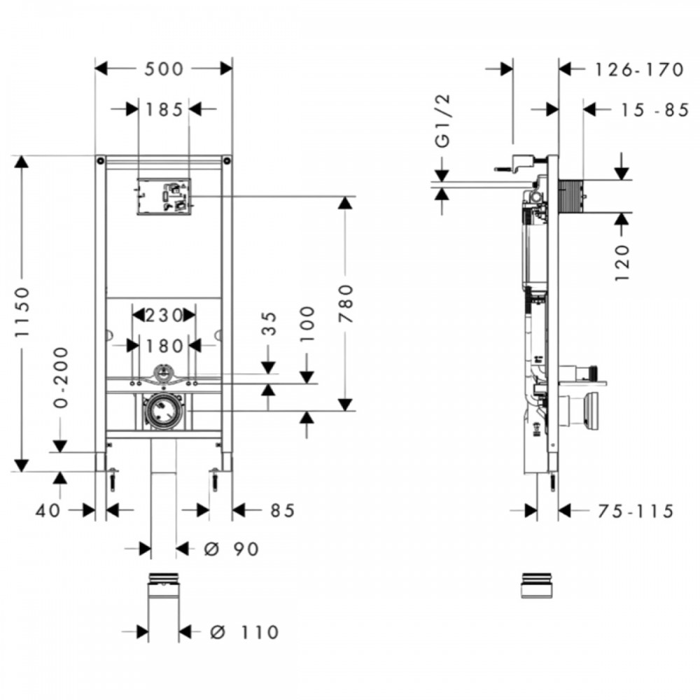 Инсталляция для унитаза Hansgrohe iFrame Universal 01022180