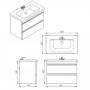 Тумба Devit Frame 753080W 80 см с раковиной и сифоном, белая глянцевая