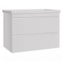 Тумба Devit Frame 753080W 80 см с раковиной и сифоном, белая глянцевая
