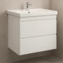 Тумба Devit Frame 753080W 80 см с раковиной и сифоном, белая глянцевая