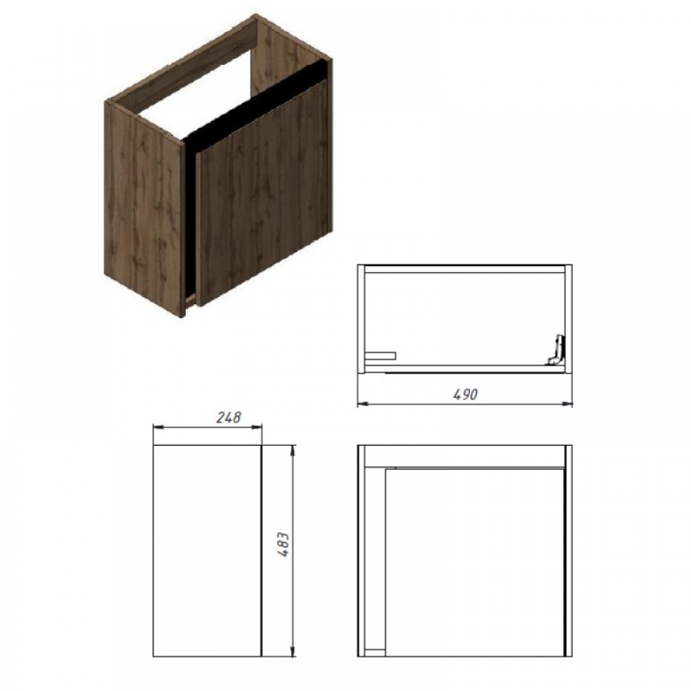Тумба с раковиной Devit Small 063050B, 50 см, черный