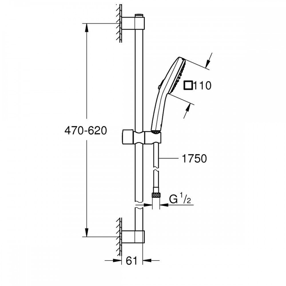 Душевой набор Grohe Tempesta Cube 267482433 2 режима струи, черный матовый
