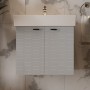 Тумба Devit Flow 484060G 60 см с умывальником и ручками, серый матовый