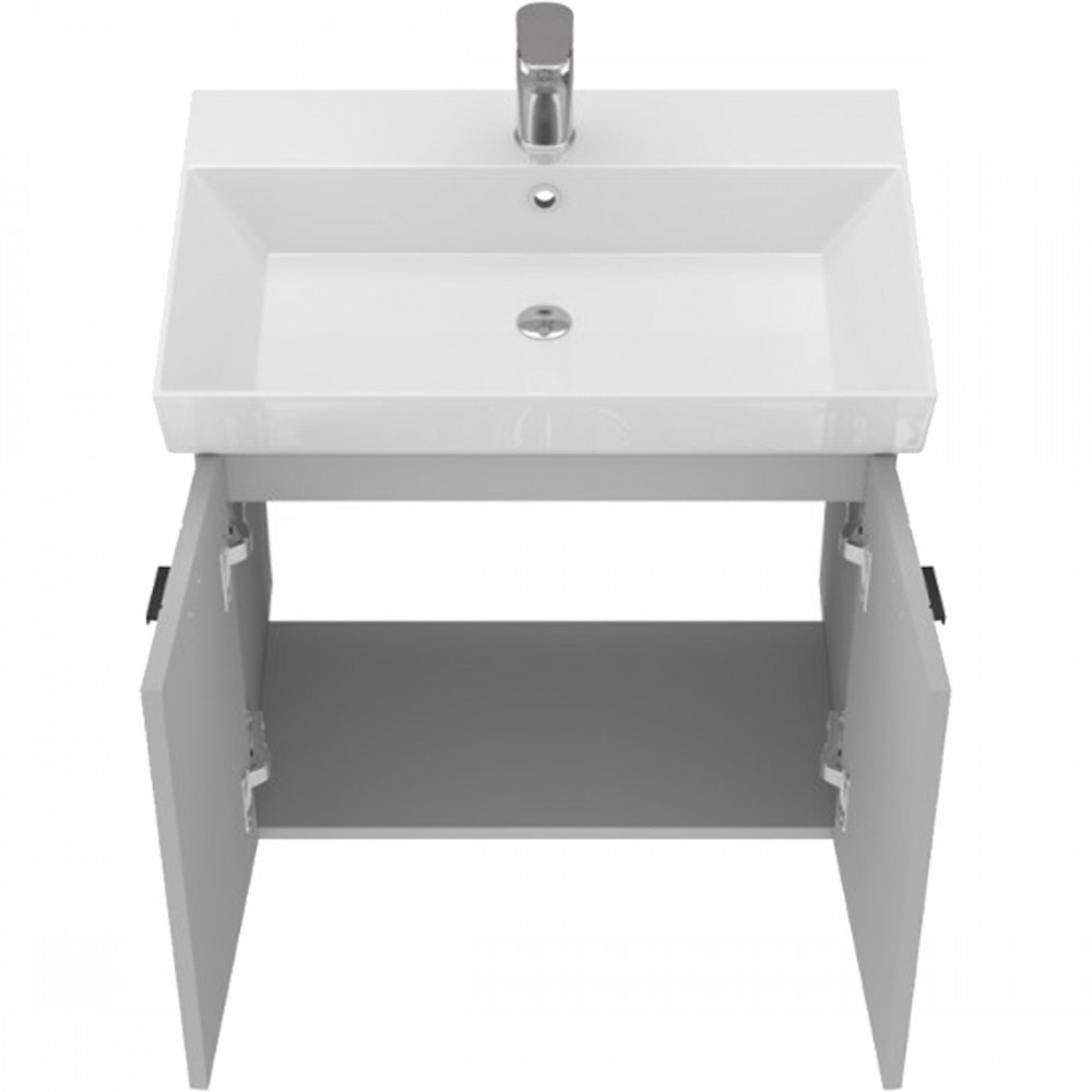 Тумба Devit Flow 484060G 60 см с умывальником и ручками, серый матовый