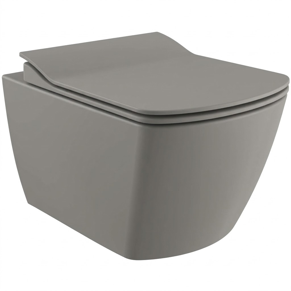 Унитаз подвесной Creavit Elegant EG321-11CG00E-0000 безободковый с крышкой Soft Close KC1103.01.1800E цвет Cool Grey