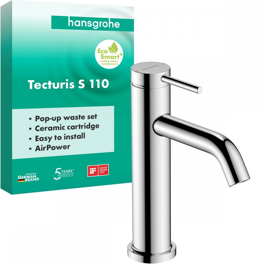 Смеситель для раковины Hansgrohe Tecturis S 73310000 с донным клапаном, хром