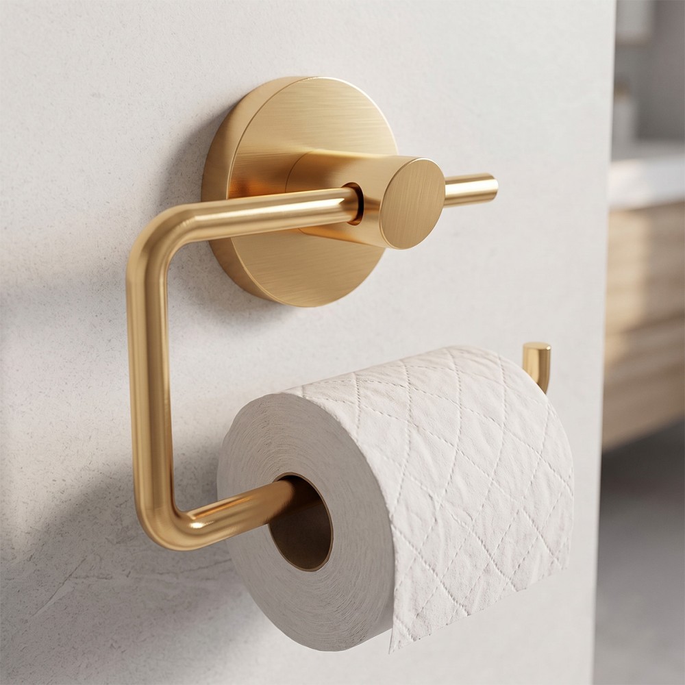 Держатель для туалетной бумаги без крышки Devit Flow DFL41000601BG, цвет Brushed Gold PVD