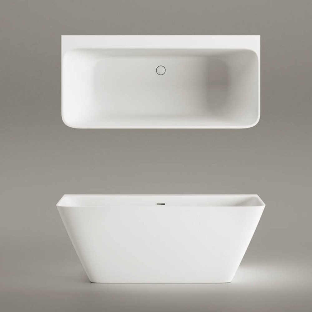 Ванна из искусственного камня PAA Quadro Wall VAQUA/00 160х75см, пристенная, белый глянец