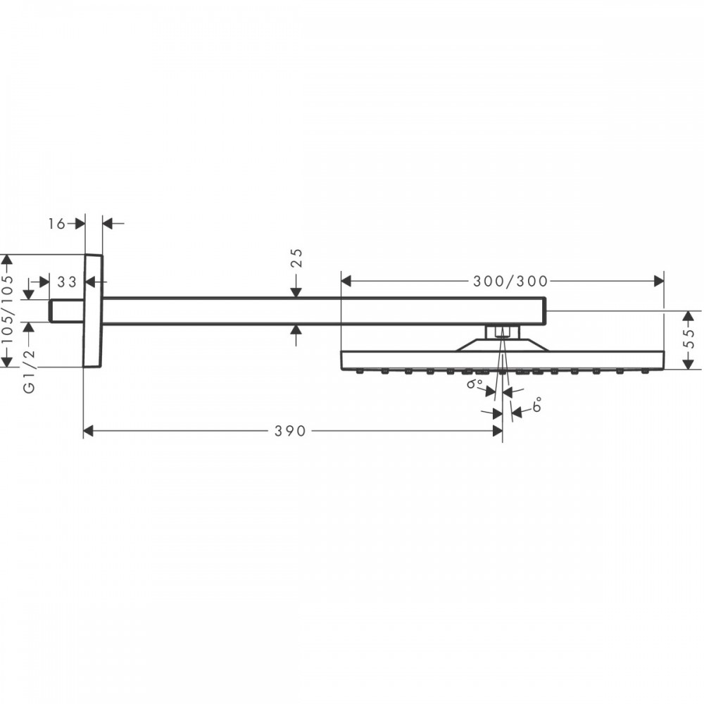 Верхний душ Hansgrohe Raindance E 26238000 300 мм
