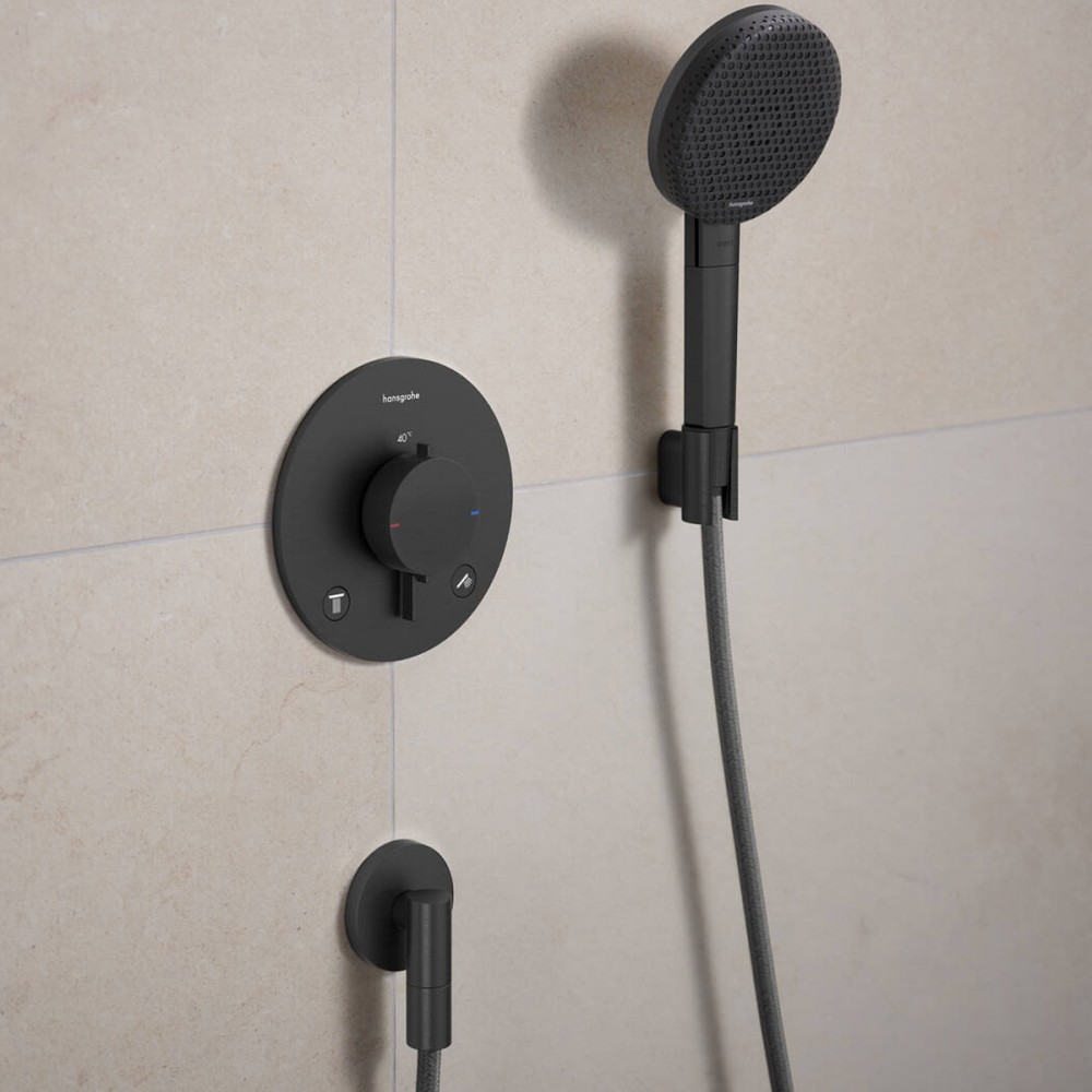 Шланговое подключение Hansgrohe FixFit Fine S 28882340 с обратным клапаном, черный хром брашированный