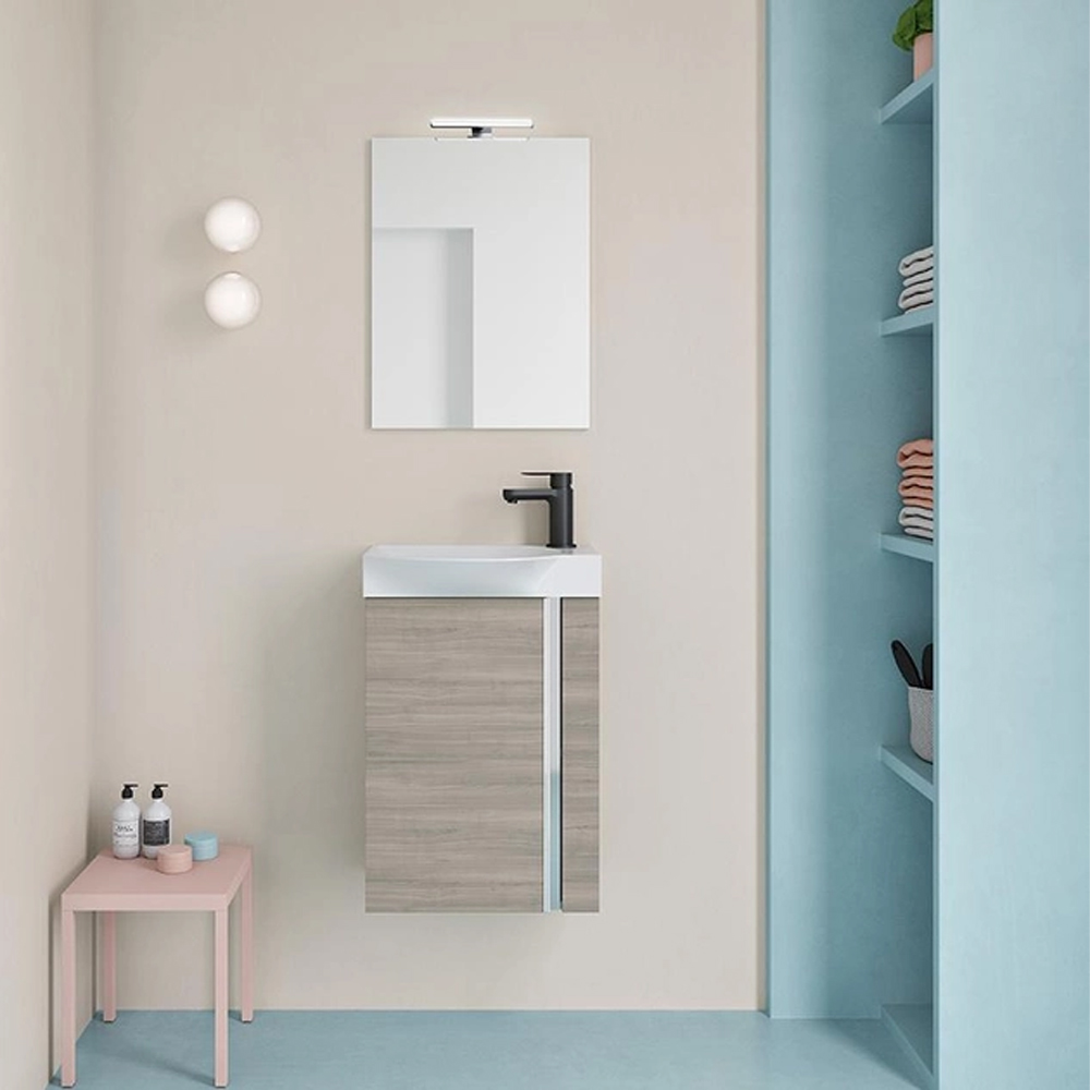 Комплект мебели Royo Elegance 122913 зеркало 45 см + тумба с раковиной подвесная 45 см орех