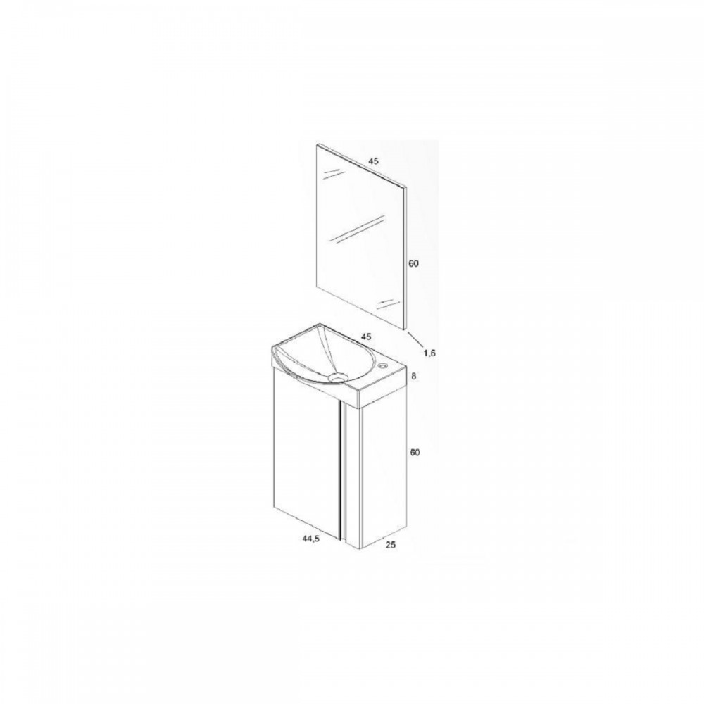 Комплект мебели Royo Elegance 122913 зеркало 45 см + тумба с раковиной подвесная 45 см орех