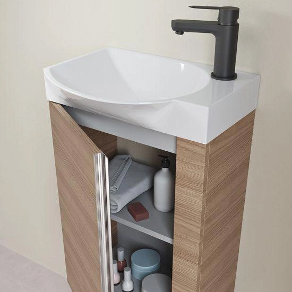 Комплект мебели Royo Elegance 122913 зеркало 45 см + тумба с раковиной подвесная 45 см орех