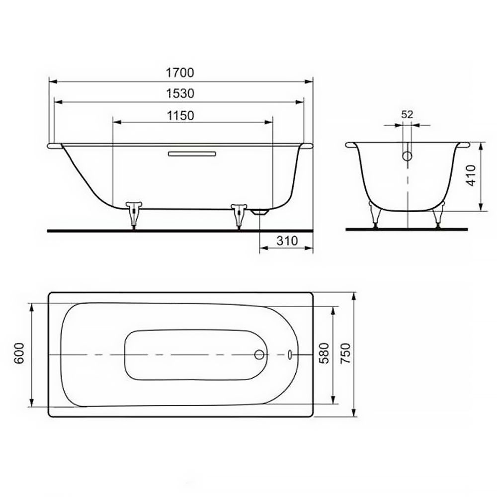 Ванная стальная Kaldewei Saniform plus 112600010001 170х75 см