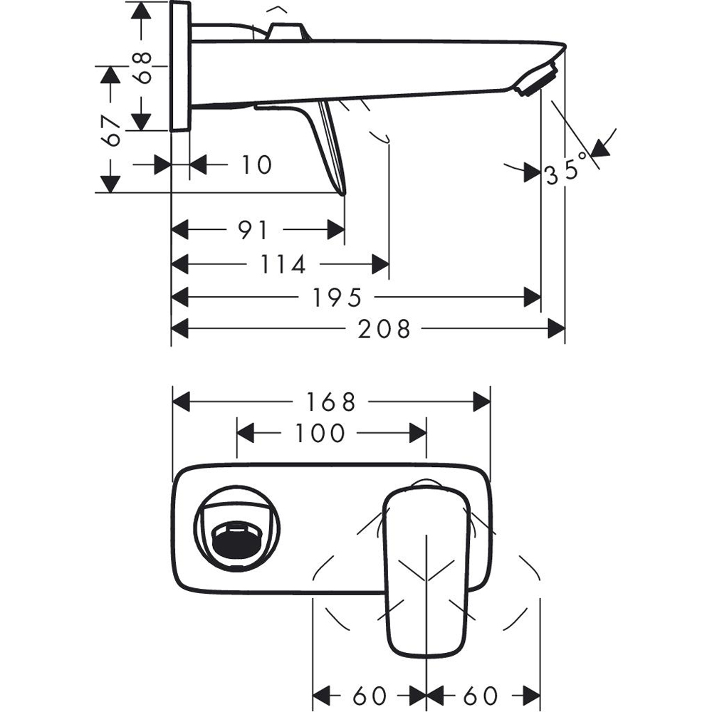 Смеситель скрытого монтажа для раковины Hansgrohe Logis 71220000 хром