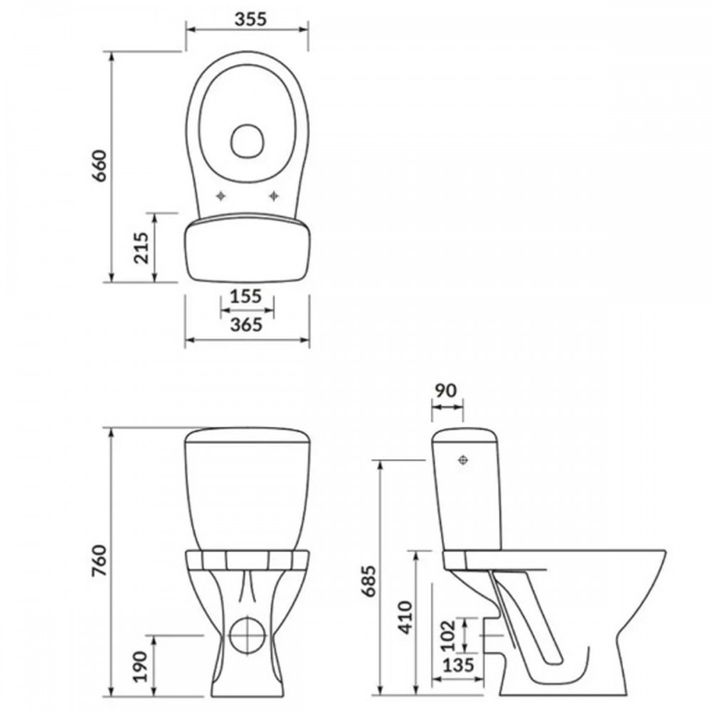 Унитаз-компакт Mito Milos 817 KA010 (K681-009) с сиденьем из полипропилена, белый