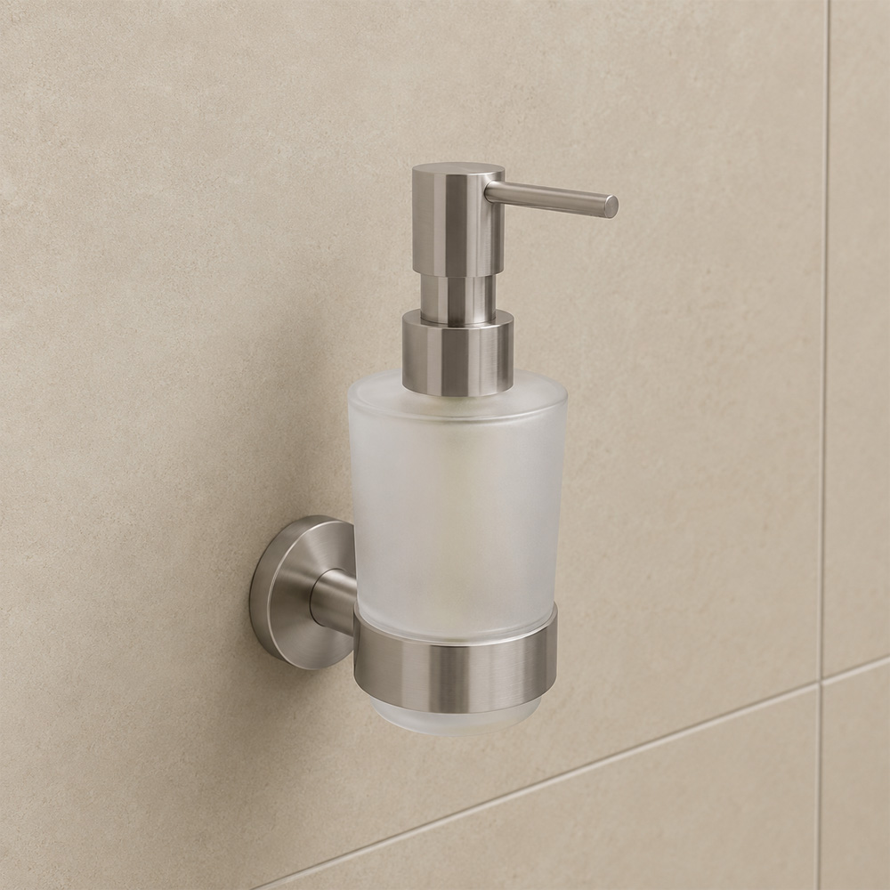 Дозатор для жидкого мыла с держателем Devit Flow DFL21010801BN, Brushed Nickel PVD