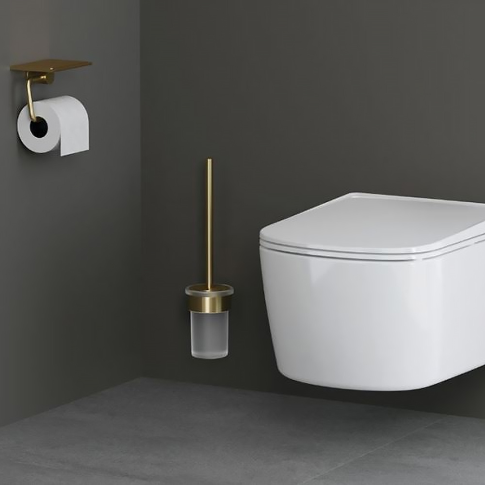 Щетка для унитаза Kludi Vela R 58974N0 с держателем, золото матовый