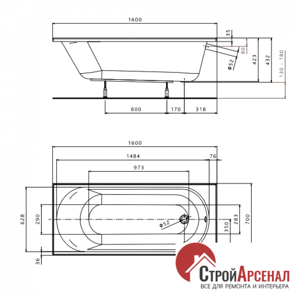 Акрилова ванна Kolo Opal Plus XWP136000N 160x70