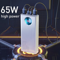 Павербанк Baseus Power Bank 30000mah 65W 6A акумулятор зовнішній з технологією QC3.0 PD3.0 + кабель Baseus Xiaobai series Type-C to Type-C 100W 20V White
