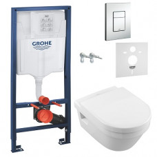 Комплект: ARCHITECTURA Directflush унітаз підвісний з сидінням + GROHE інсталяція