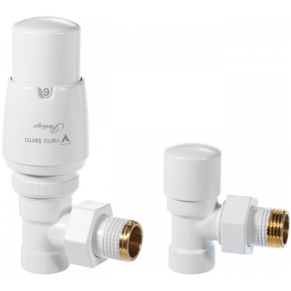 Комплект вентилів термостатичний Vario Term ROYAL, кутовий, білий