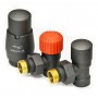 Комплект вентилів термостатичний Vario Term ROYAL, кутовий, чорний структурний