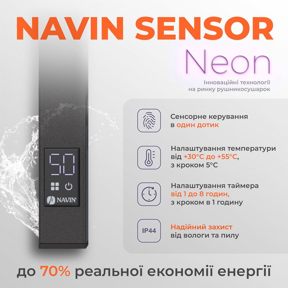 Полотенцесушитель  Грандис 480х800 Sensor правый с таймером, чёрный муар