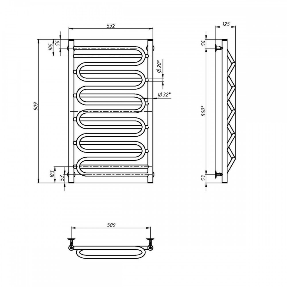 Рушникосушка Ілюзія 500х900