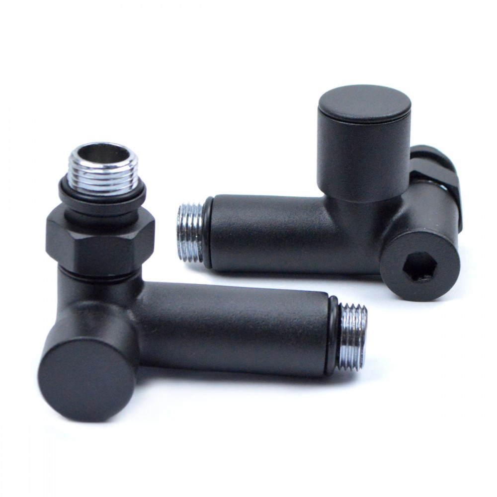 Кран угловой под ТЭН 1/2"х1/2" (чёрного цвета) 2шт.