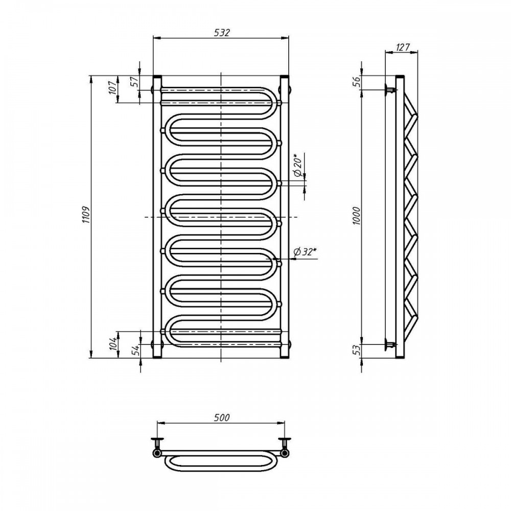 Полотенцесушитель Иллюзия 500х1100