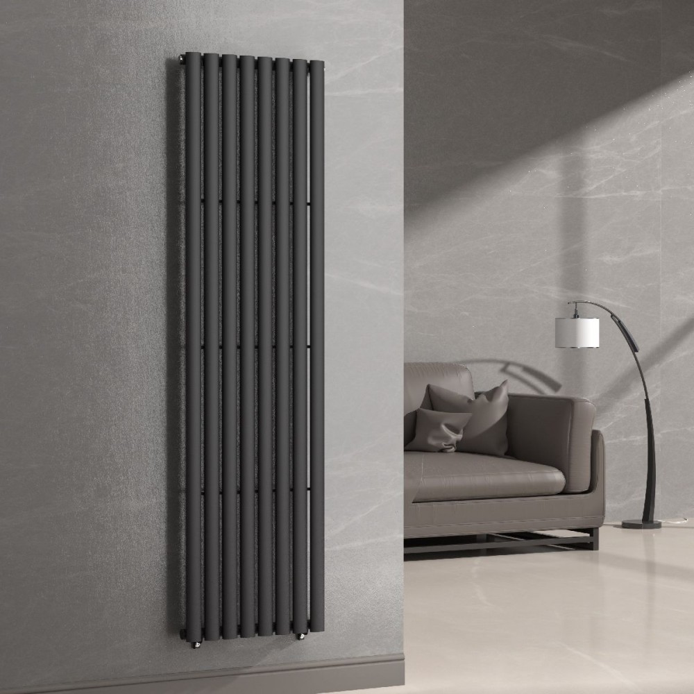 Вертикальный радиатор Ellipse 480х1800-8, anticor, черный муар