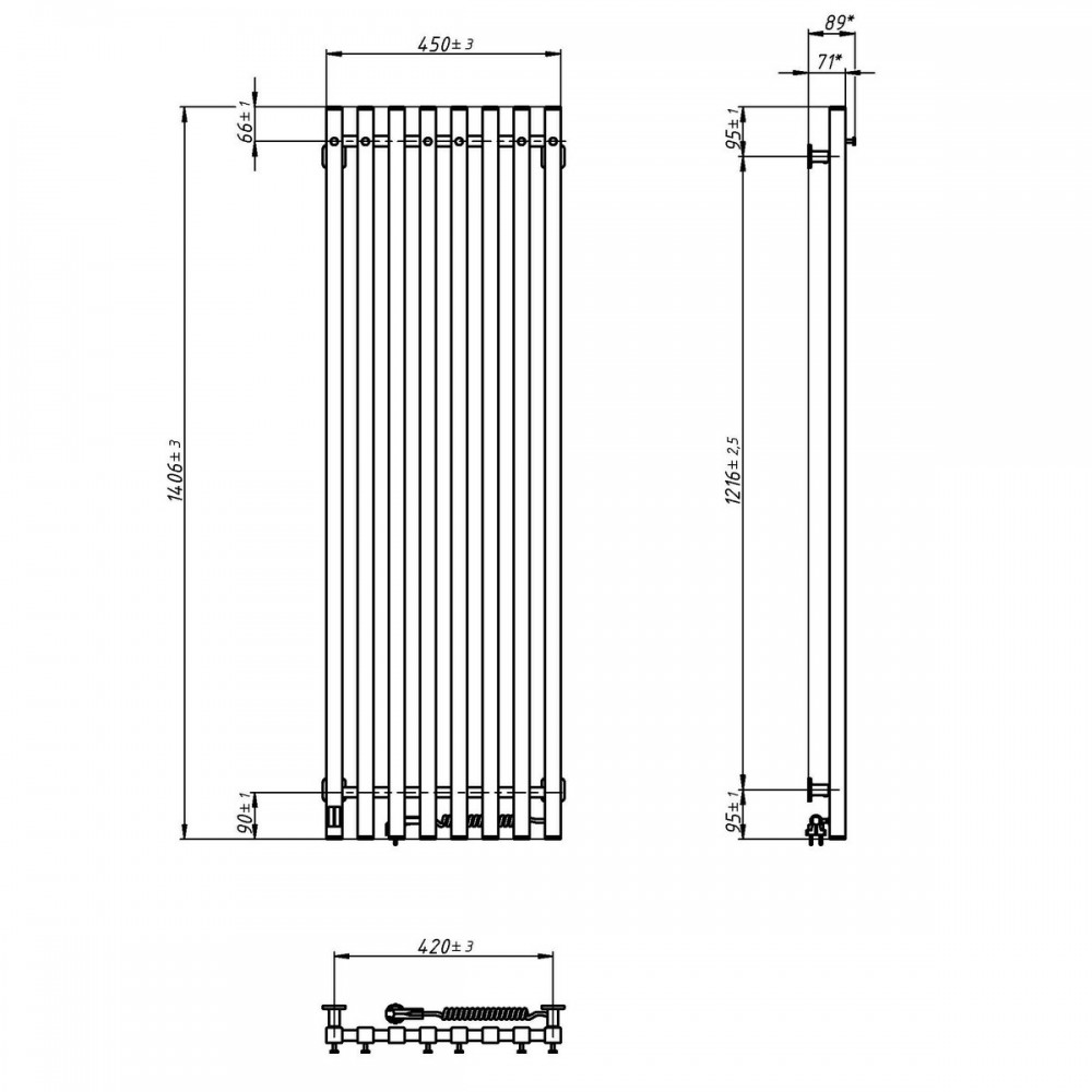 Полотенцесушитель электрический Navin Levante 450х1400 Sensor правый, белый бархат