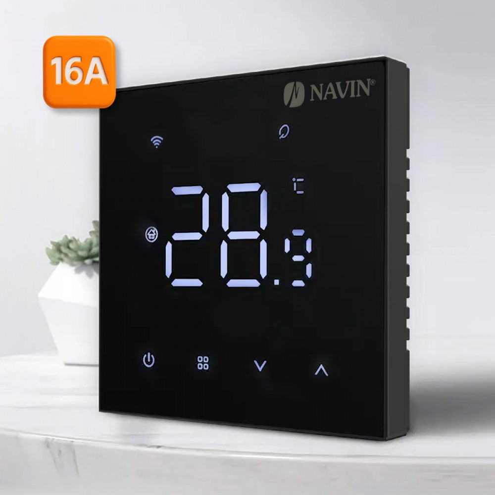 Терморегулятор для теплого пола WT410 B-16A с Wi-Fi, черный с внешним датчиком температуры