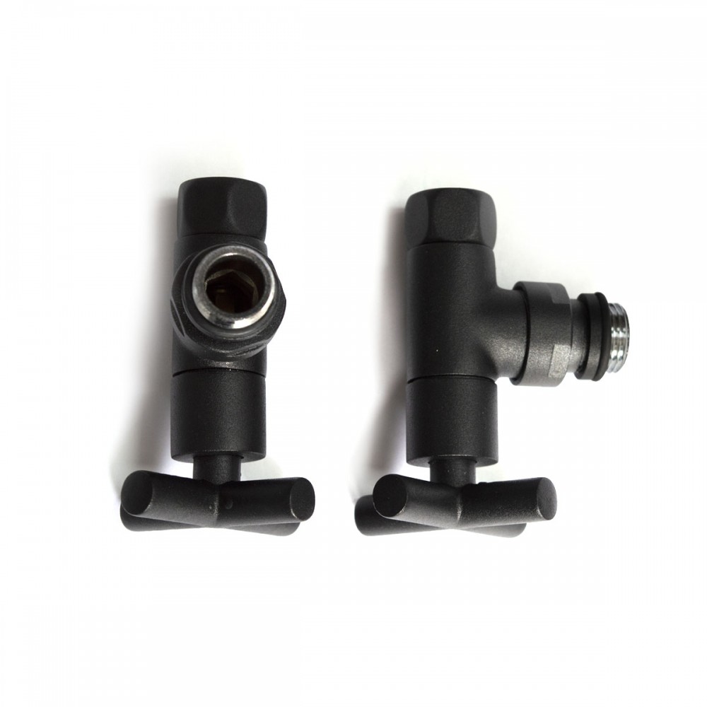 Кран угловой для полотенцесушителей Raftec Premium 1/2x1/2, черный муар, 2шт.