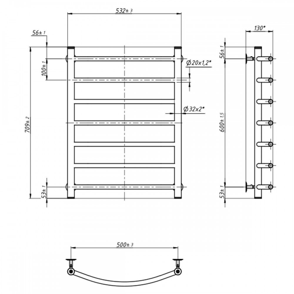 Полотенцесушитель Камелия 500х700