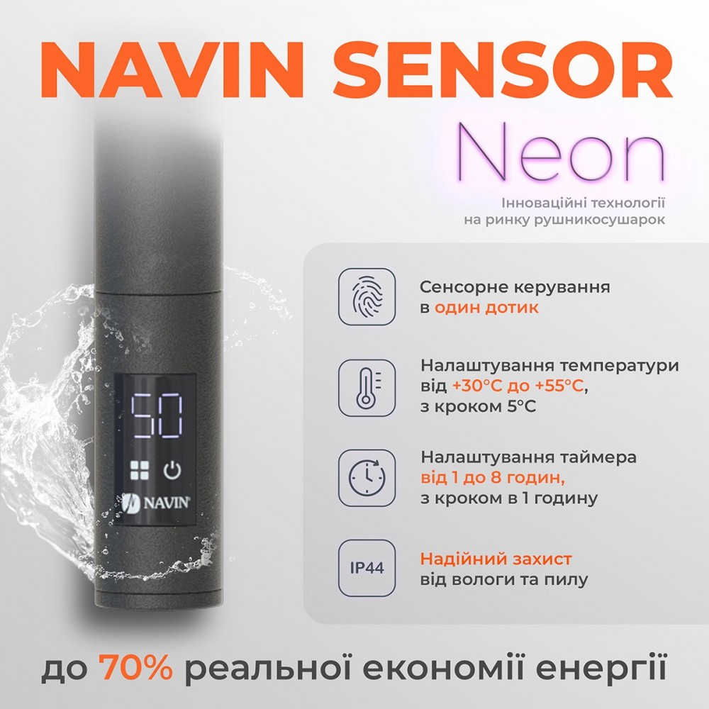 Полотенцесушитель Arabesque 480х800 Sensor с таймером, чёрный муар
