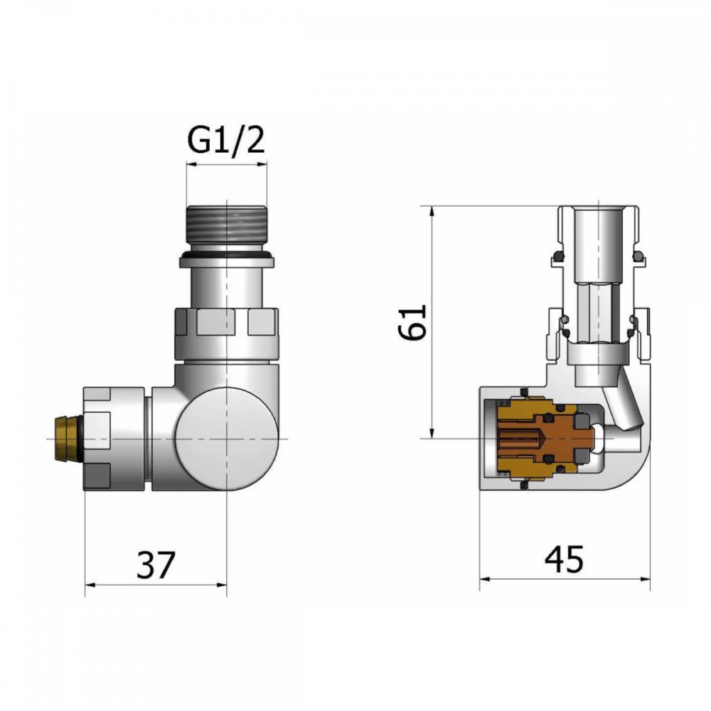 Комплект вентилів термостатичний Vario Term VISION 3-х осьовий, правий, чорний структурний